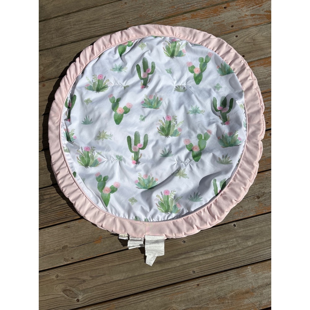 Sweet Jojo Designs Pink Cactus Floral Round Padded Baby Play Floor Mat 36 Inch